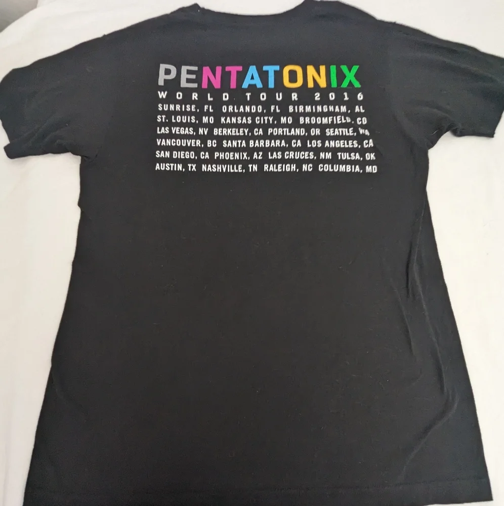 Pentatonix 2016 World Tour Merch Tee Shirt  w/Concert Cities Back Medium